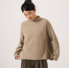 Francie Eclipse merino possum funnel neck jumper in natural, front view