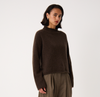 Francie Eclipse merino possum funnel neck jumper in truffle brown, front view
