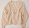 Francie Fleur mohair cardigan in pearl, laid flat
