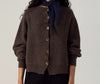 Francie Loft merino cardigan in cocoa, a brown button-front knit, front view