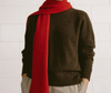 Francie Nimbus crew neck knit jumper in truffle, styled with a red scarf