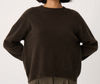 Francie Nimbus crew neck knit jumper in truffle brown, front view