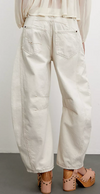 Free People Good Luck barrel jeans in ecru white denim, back view