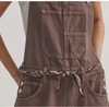 Free People Good Luck overalls in brown, bib pocket and bandana tie belt detail