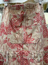 Free People Good Luck overalls, pink lotus floral print bib pocket close-up