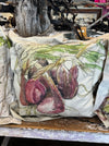 Helen Gunnersen hand painted linen cushion, onions design
