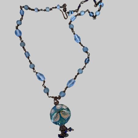 Holly Rigg two birds vintage bead necklace, alternate view