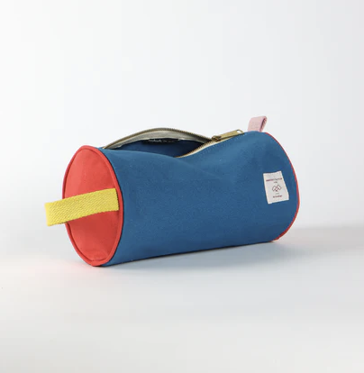 Immodest Cotton duffel kit toiletries bag in blue, red and yellow