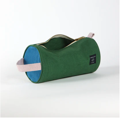 Immodest Cotton duffel kit toiletries bag in green and blue