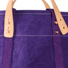 Immodest Cotton East West canvas tote in purple, small heavyweight canvas bag with riveted natural leather handles