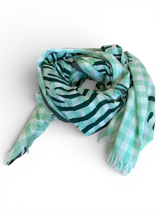 Inouitoosh cotton scarf sarong Tiger in mint, alternate view