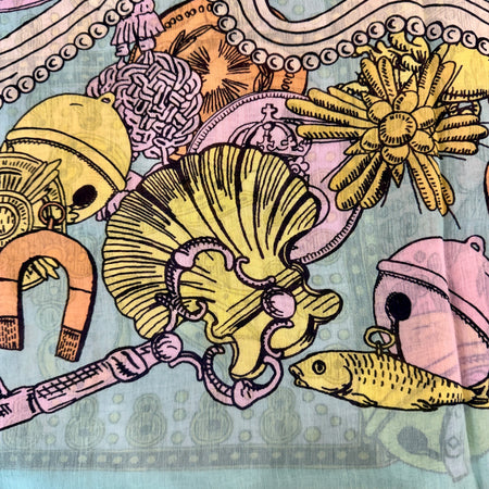 Inouitoosh Octopus cotton and silk scarf in turquoise
