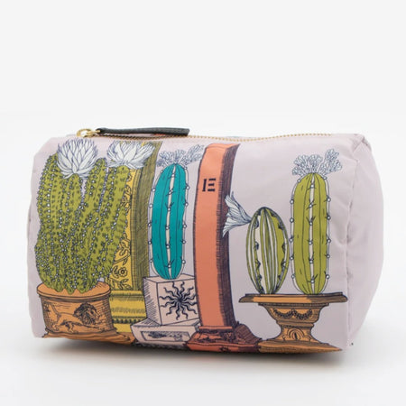 Inouitoosh Tequila grapefruit zip pouch, cactus print cosmetic bag in pink, yellow and turquoise