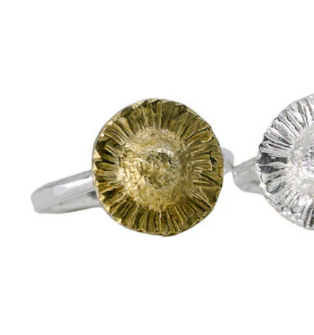 Kate Macindoe brass seaside daisy ring