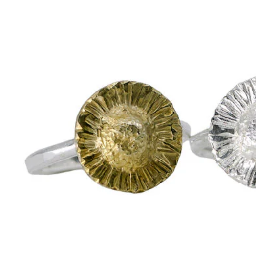 Kate Macindoe brass seaside daisy ring