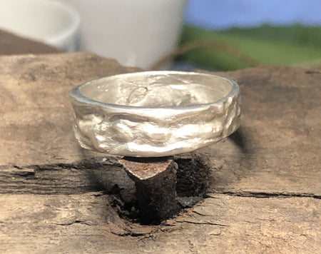 Kate Macindoe seaweed cast ring in silver