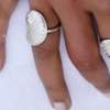 Kate Macindoe silver abalone shell ring, alternate view