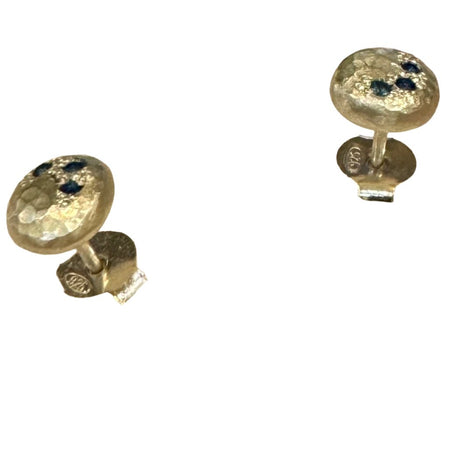 Katheryn Leopoldseder silver glimmer studs with blue sapphires, alternate view
