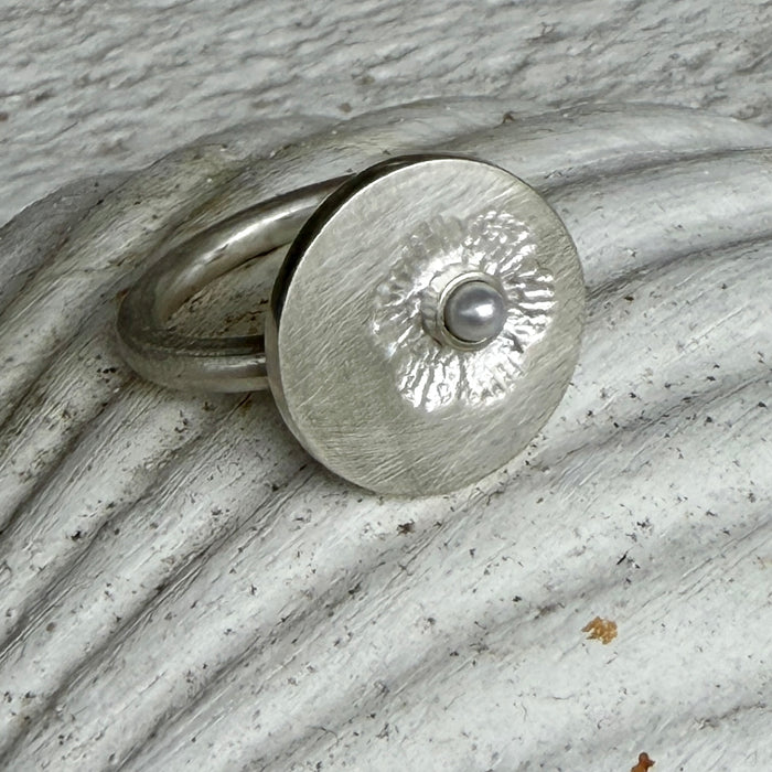 Katheryn Leopoldseder vintage flower stamp ring, alternate view
