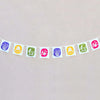 Kei and Molly garden delights flag set, hand-printed cotton bunting with colourful garden motifs