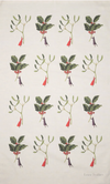 Laura Stoddart Christmas tea towel, holly and mistletoe design