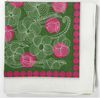 Les Belles Vagabondes Burma cotton square scarf, pink and green print, corner detail
