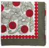 Les Belles Vagabondes Burma cotton square scarf, red and grey floral print, corner detail