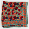 Les Belles Vagabondes Capucine silk scarf, red and orange flowers on sage green