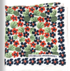 Les Belles Vagabondes Capucine silk scarf, red and navy flowers on white