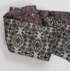 Les Belles Vagabondes Casablanca silk bandeau, prune purple print, detail