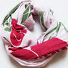 Les Belles Vagabondes pink poppy cotton scarf, large 100 x 180 cm scarf loosely coiled