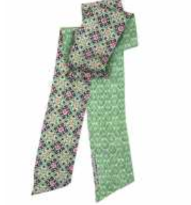 Les Belles Vagabondes Florence silk bandeau, green geometric print