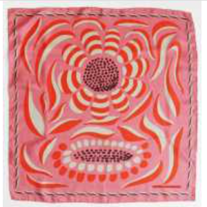 Les Belles Vagabondes Forget Me Not mini silk scarf, bold flower print on rose pink