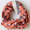 Les Belles Vagabondes Heidi cotton square scarf, orange floral print, coiled