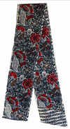 Les Belles Vagabondes Jardin Anglais silk bandeau, navy and red floral print