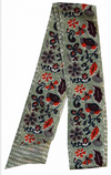 Les Belles Vagabondes Jardin Anglais silk bandeau, red and navy flowers on sage