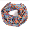 Les Belles Vagabondes Malmo cotton square scarf, blue geometric print, loosely twisted
