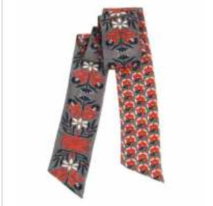 Les Belles Vagabondes Manon silk bandeau, orange floral print on grey