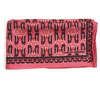 Les Belles Vagabondes Mini Albertine silk scarf, black print on rose pink, folded