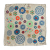 Les Belles Vagabondes mini shippo silk scarf in beige, flower circle print, laid flat