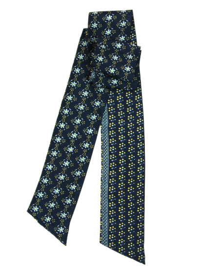 Les Belles Vagabondes Nicky silk bandeau, small floral print on marine navy