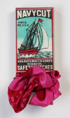 Les Belles Vagabondes fuchsia silk scarf styled with a vintage matchbox