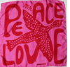 Les Belles Vagabondes Peace Love silk scarf, red dove print on fuchsia pink