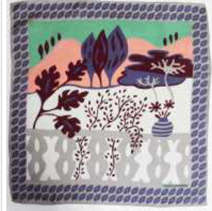 Les Belles Vagabondes Tuscany mini silk scarf, purple and pink landscape print