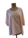 LOOM In the Pink short sleeve blouse in pale pink, front on a mannequin