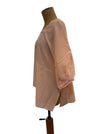 LOOM In the Pink pale pink short sleeve blouse, side profile on a mannequin