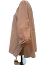 LOOM In the Pink pale pink blouse, side view showing the tabbed sleeve