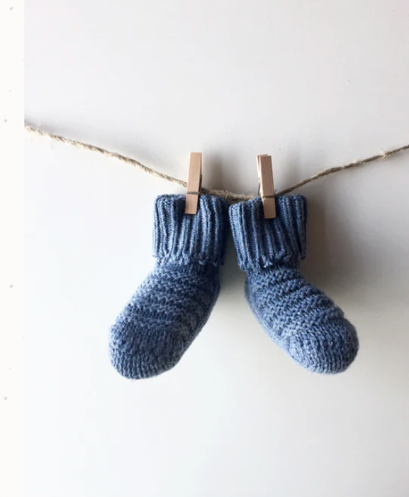 Luna cotton knit bootie socks in indigo