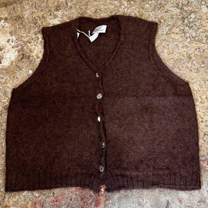 Luna mohair sleeveless vest in espresso