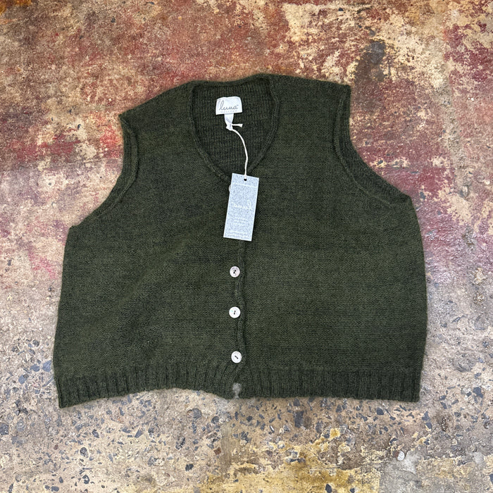 Luna mohair sleeveless vest in olive